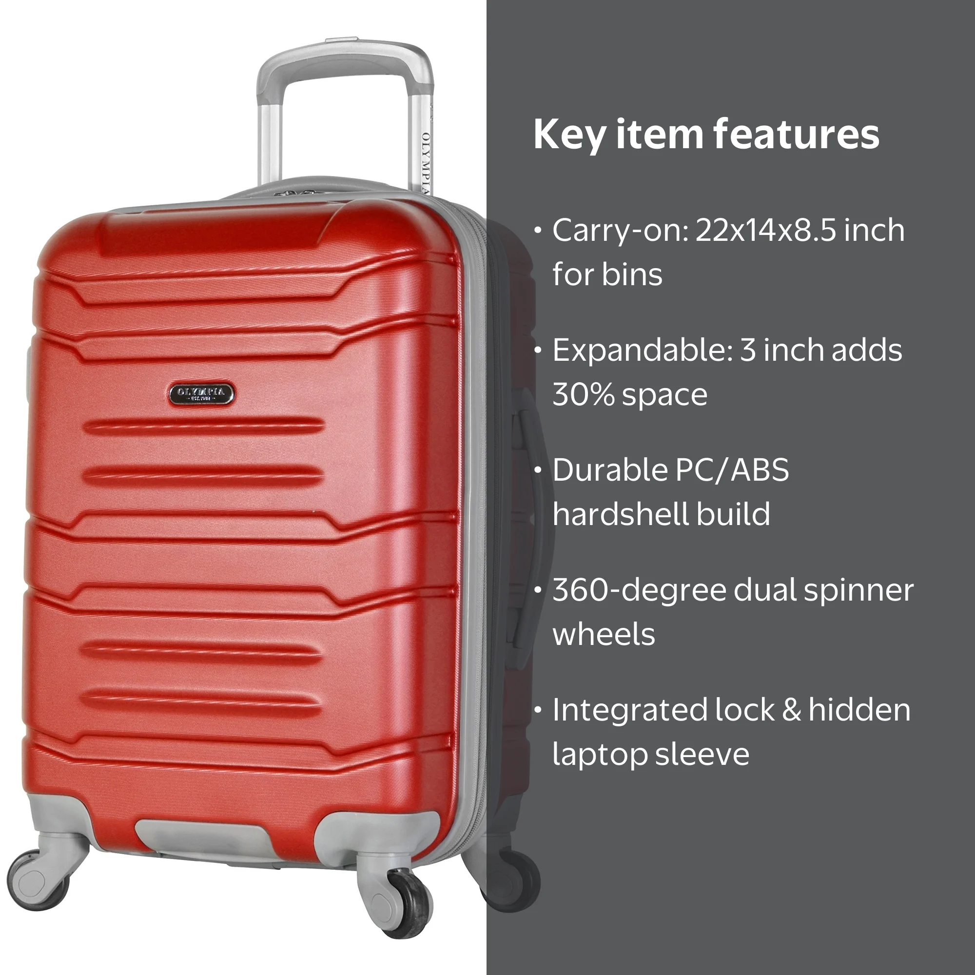 Olympia Denmark Hardcase Carry-On, Expandable with Laptop