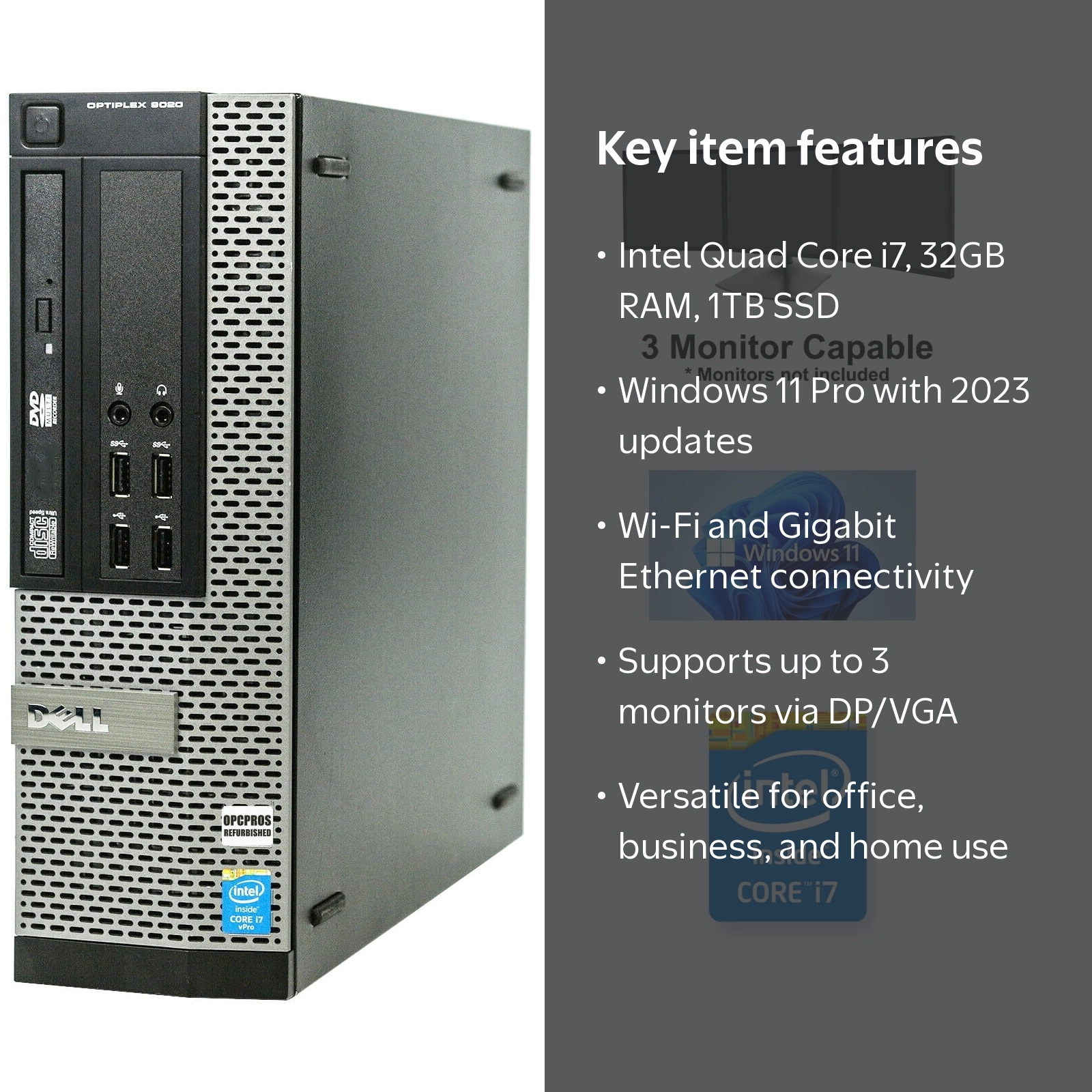 Dell OptiPlex 9020 SFF Computer Desktop, Intel Core i7, 32GB RAM