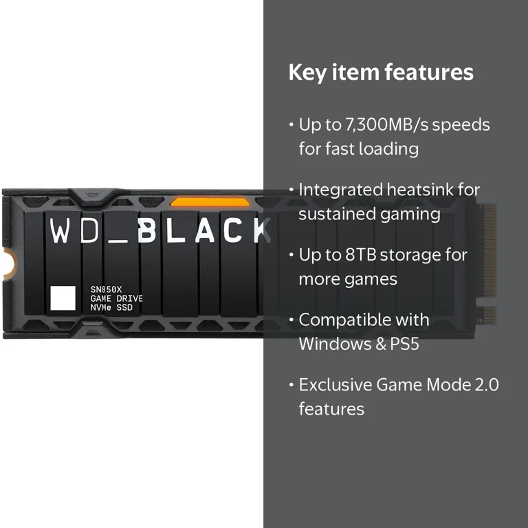 WD BLACK, NVMe SSD, 2TB SN850X, Internal Gaming Drive with