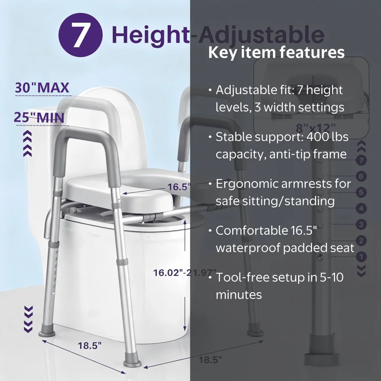 ssa✴︎ KEKOY Toilet Seat Riser for Seniors, Raised Toilet Seat with
