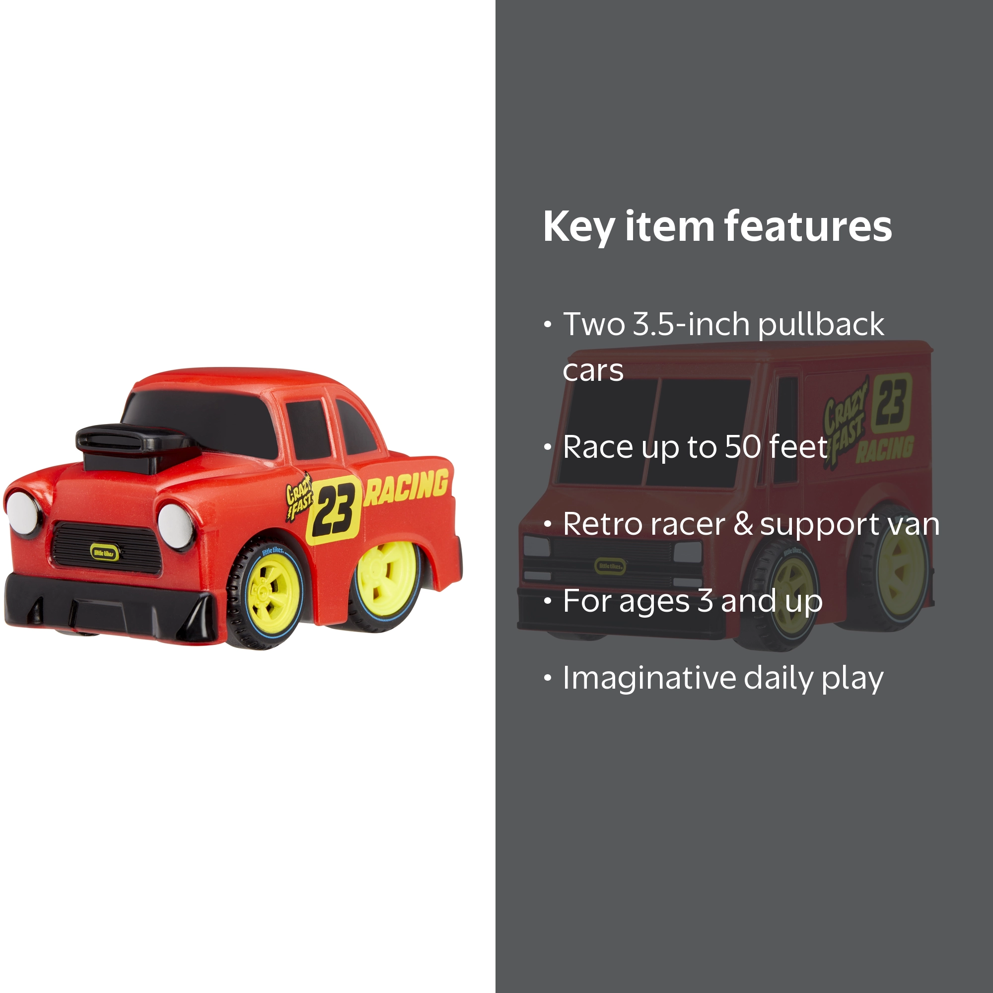 Little Tikes Crazy Fast Cars 2-Pack Race Chasers, Race Car Themed