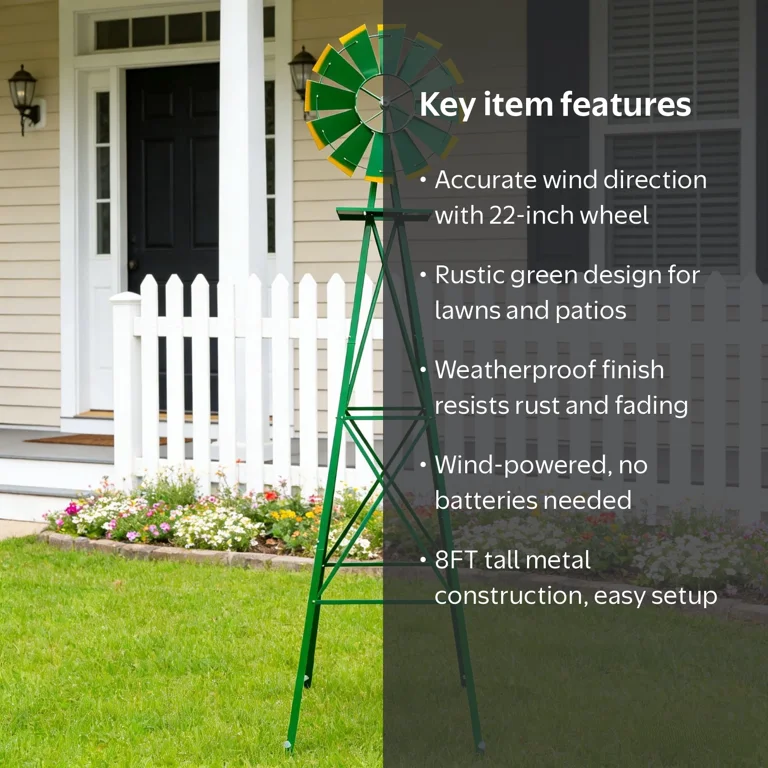 Ktaxon 8ft Metal Garden Windmill with Directional Wheel, Weather