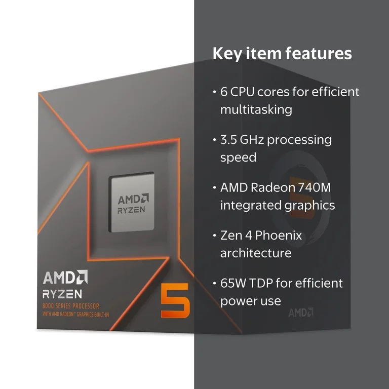 AMD Ryzen 5 8500G Desktop Processor, 6-Core 3.5 GHz Socket AM5 65W