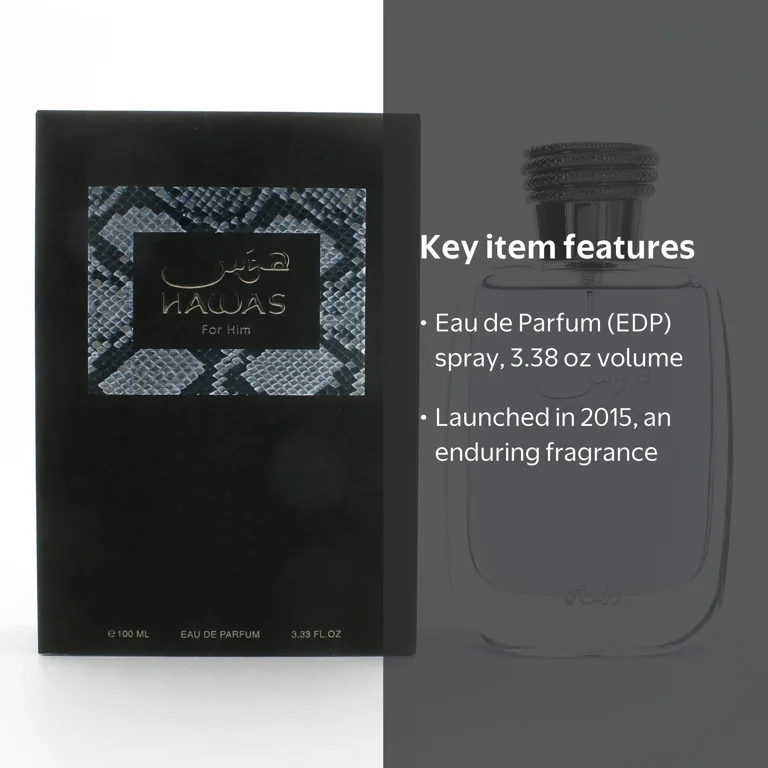 Rasasi, Hawas Eau de Parfum Spray, 3.38 oz, Aromatic Aquatic