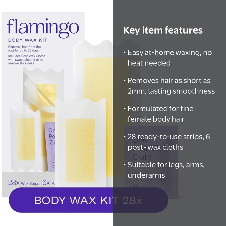 Flamingo Women's Body Wax Kit - 28 Gel-Wax Strips & 6 Post-Wax
