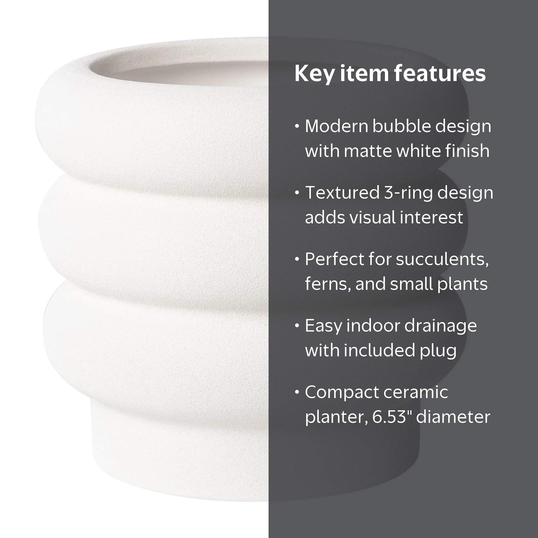 Better Homes & Gardens Pottery 6.53 inch White Ceramic Bubble