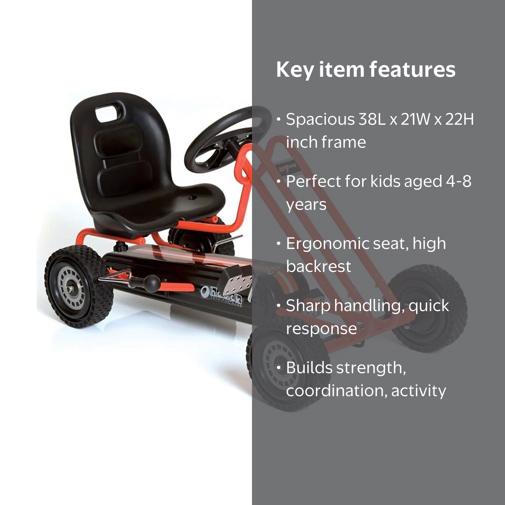 Hauck Lightning Ergonomic Go Kart, Kids Ride-On Car with
