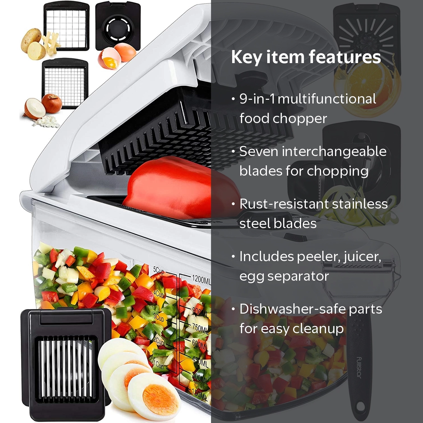 Fullstar Vegetable Chopper, 9 Blades, Onion Chopper, Spiralizer
