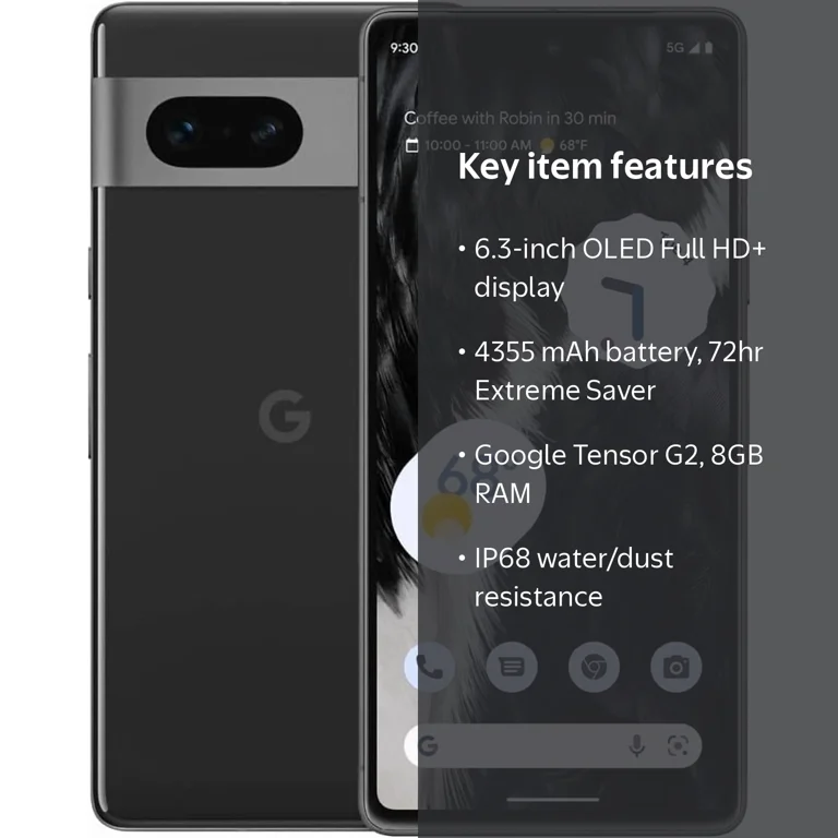 Google, Smartphone, 6.3-inch OLED, 128 GB, Black, Android 13