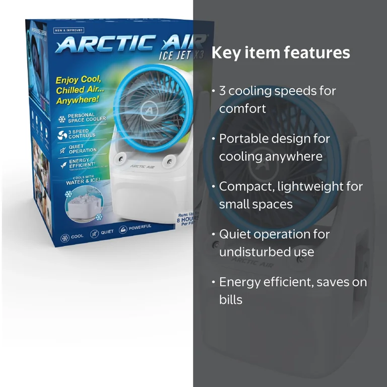 Arctic Air, Ice Jet X3 Air Cooler, White, 3 Speed Portable Cooler