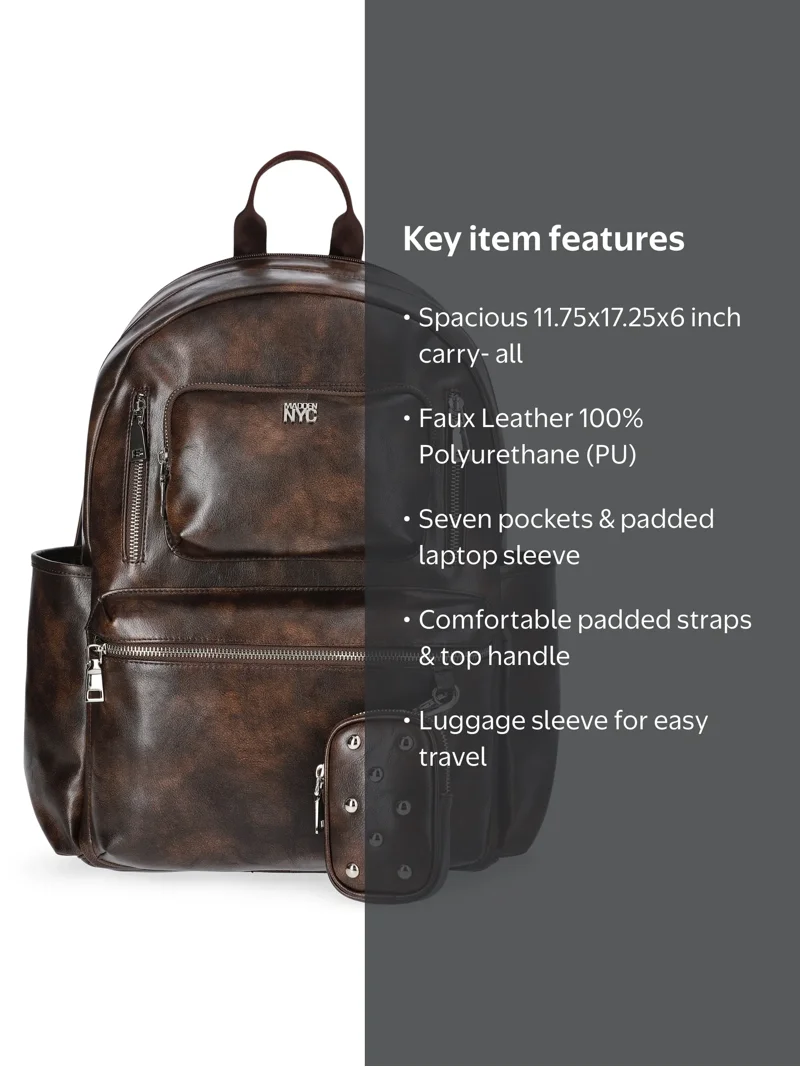 chocolate brown faux leather backpack Dark Vegan  Sash&Bow provides ample space for all your essentials Nappa Leather Backpack With Zip