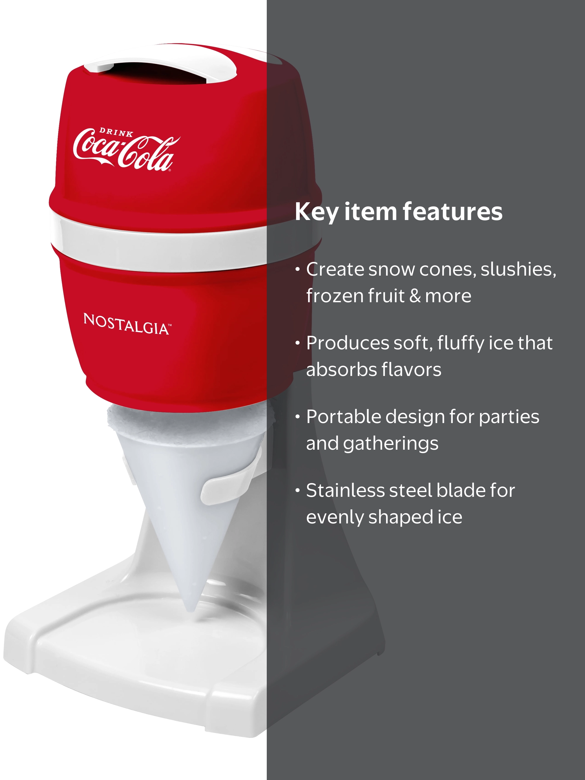Coca-Cola CKESHVICE2CR Electric Shaved Ice & Snow Cone Maker