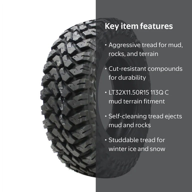 Maxxis MT-764 Buckshot II Mud Terrain Tire, LT32X11.50R15, 113Q, C
