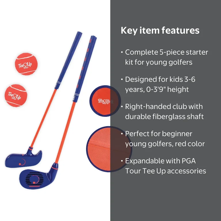PGA TOUR Kids Golf Training Set, 3-6 Years, Right-Handed, Red
