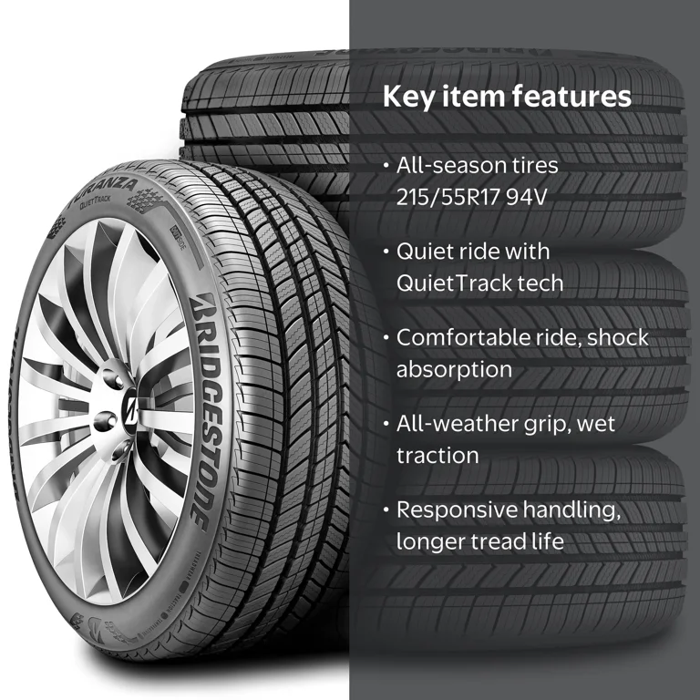 Set of 4 Bridgestone Turanza Quiettrack 215/55R17 94V a/s All