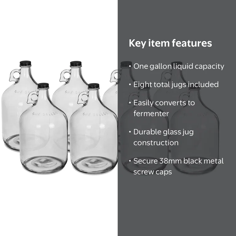Walmart One Gallon Glass Jug Beverage Water Container with 38mm