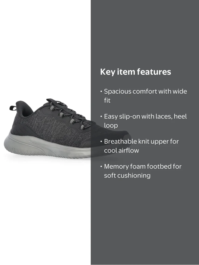 Athletic Works Men's Rudy Low-Top Sneakers Wide Width Slip-On
