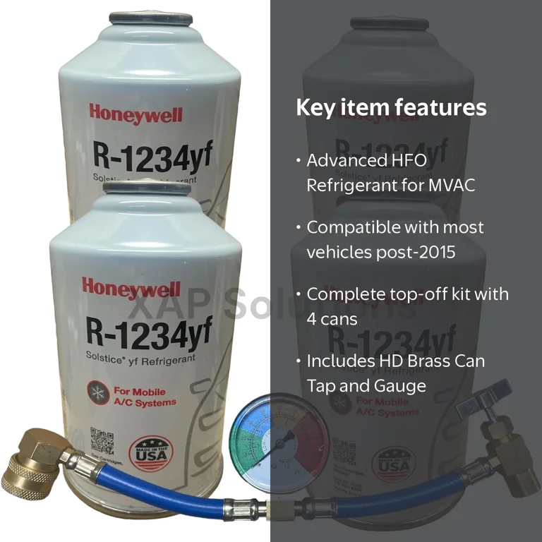 Honeywell R1234yf Solstice HFO Refrigerant MVAC 4 Cans HD Brass