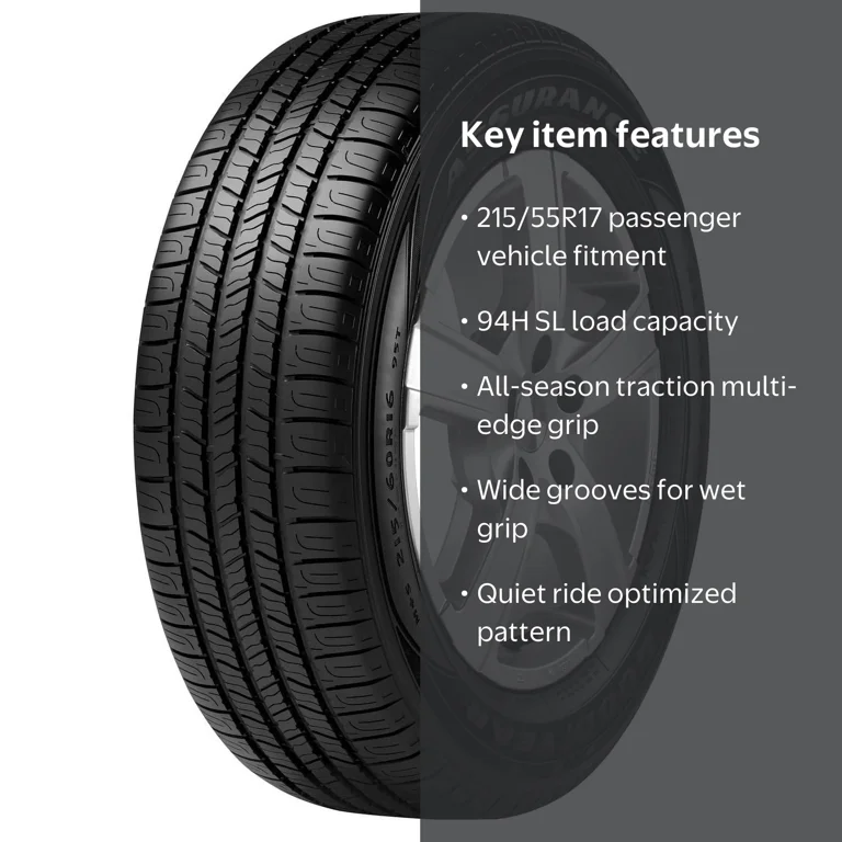 Goodyear, Passenger Tire, 215/55R17 94H All-Season, Wet Snow