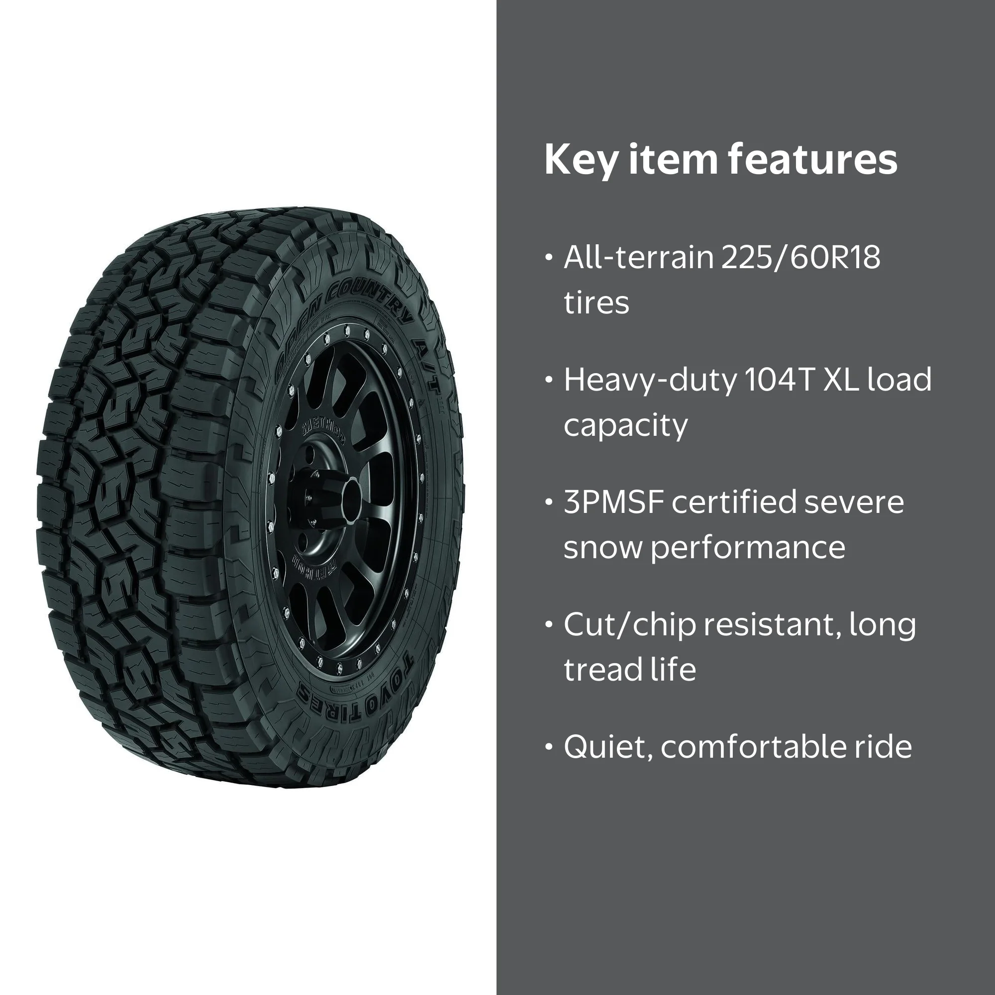 Toyo Open Country A/T III Tire, 225/60R18 104T, Fits 2018-23