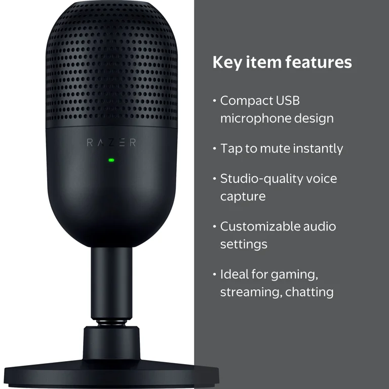 Razer, Seiren V3 Mini, Ultra-Compact USB Microphone, Tap to Mute