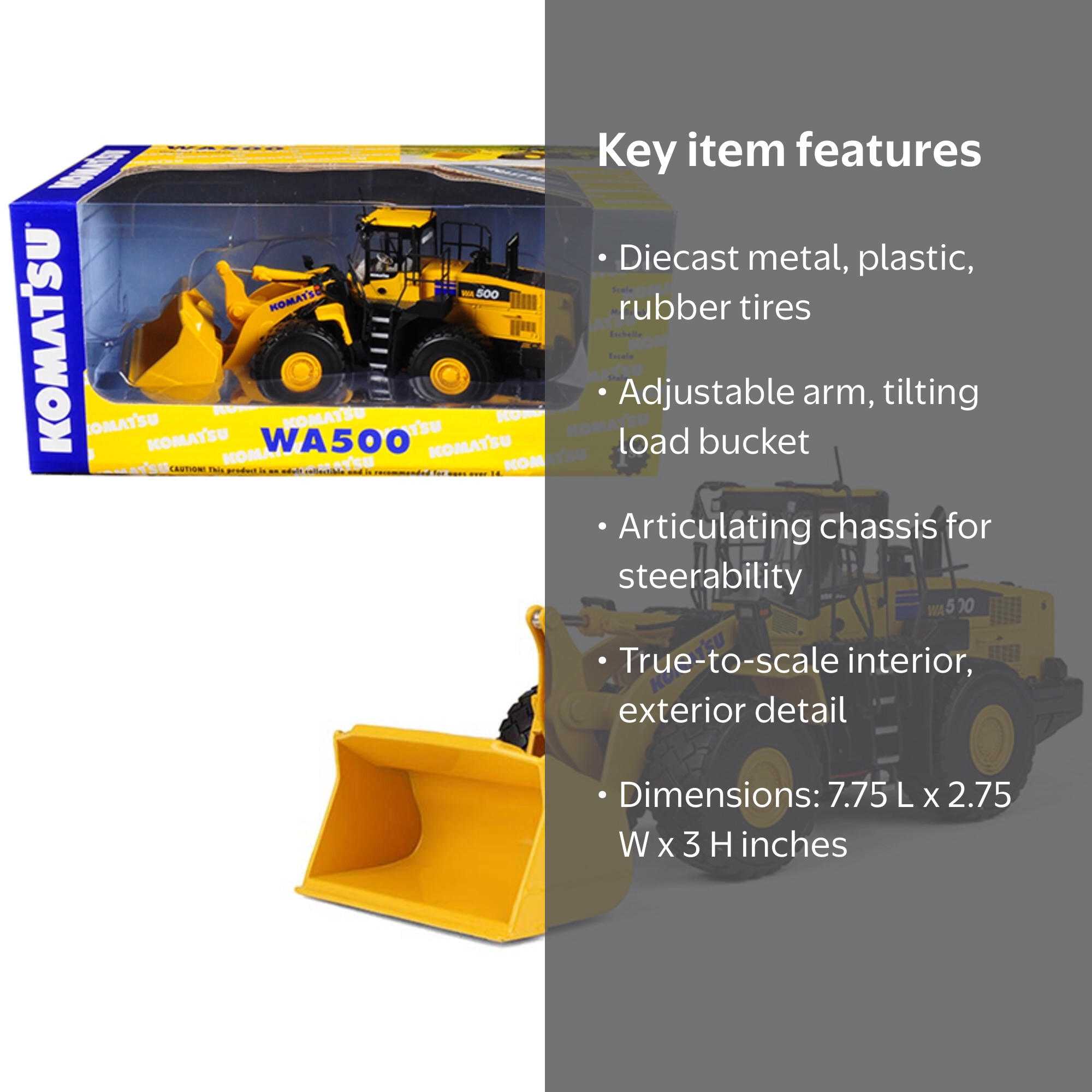 First Gear 1/50 Komatsu WA500 Articulating Wheel Loader 50-3262