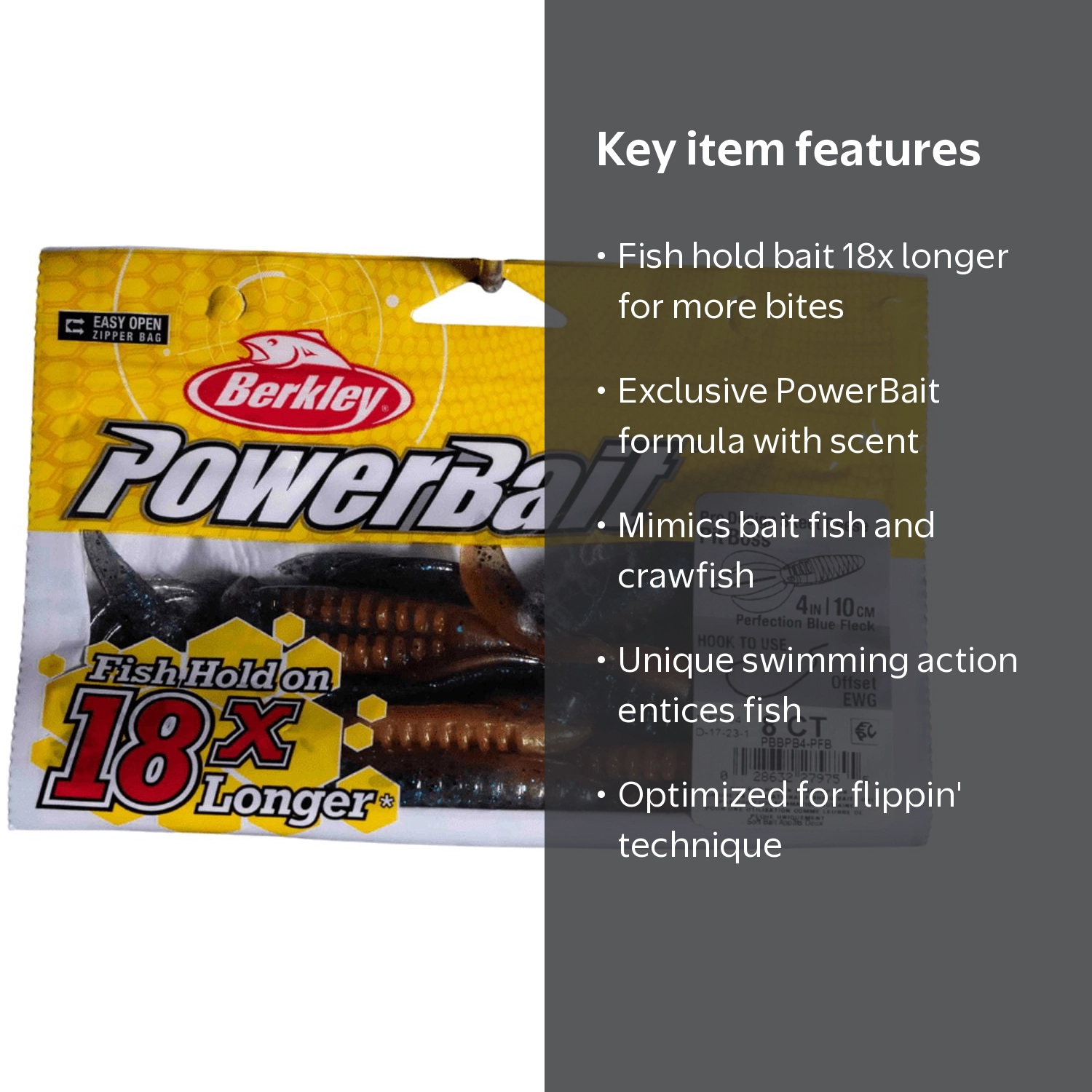 Berkley PowerBait Pit Boss Fishing Soft Bait, Blue, 4
