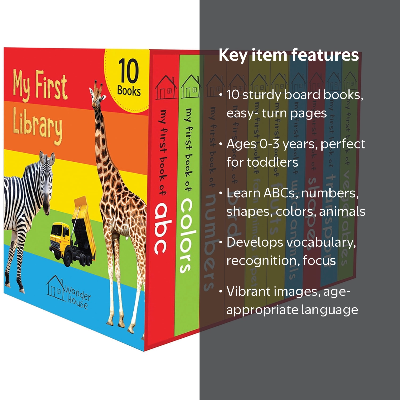 Wonder House, My First Library, Boxset of 10 Board Books for Kids