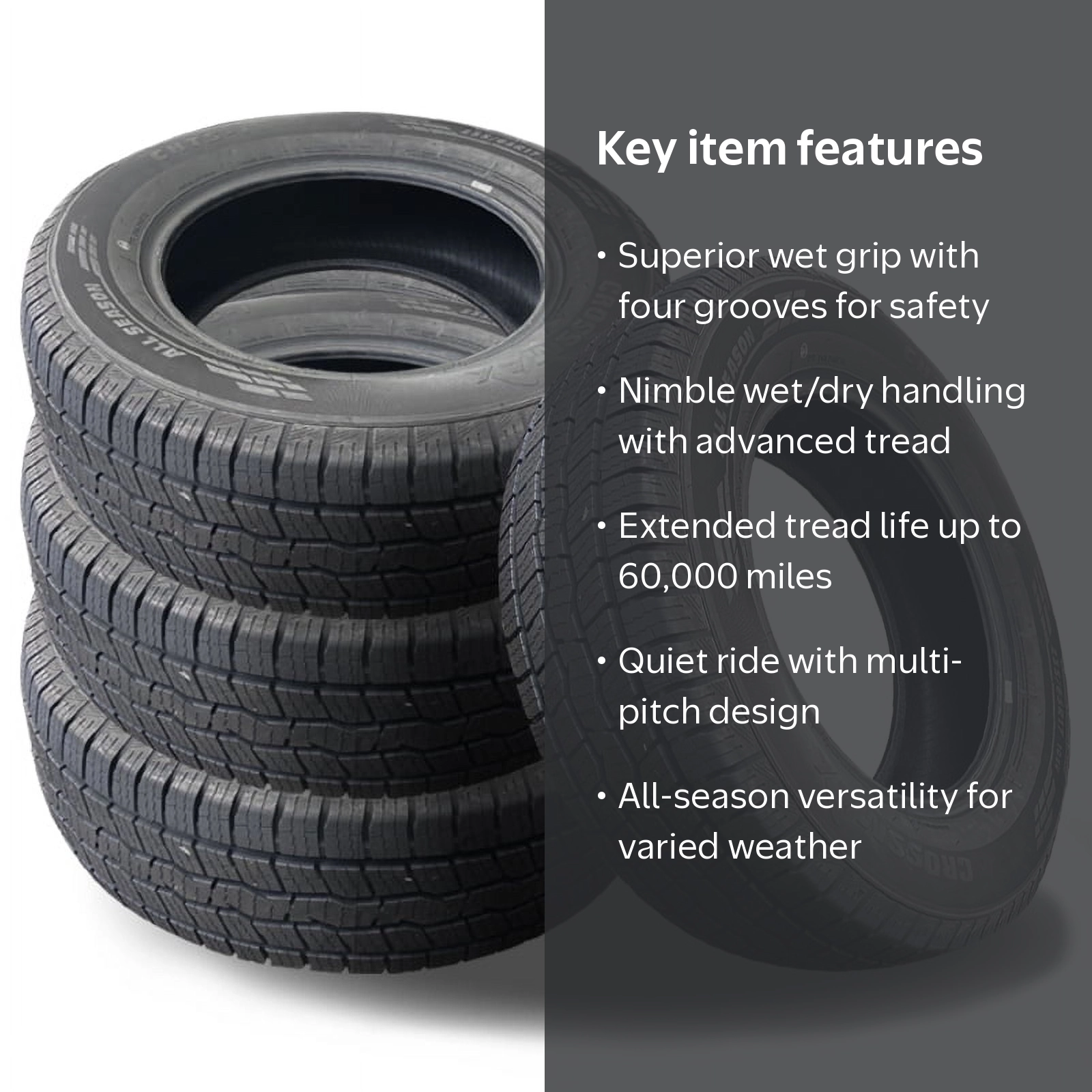 Crossmax, All Season Passenger Tires, 225/65R17 102H, Black