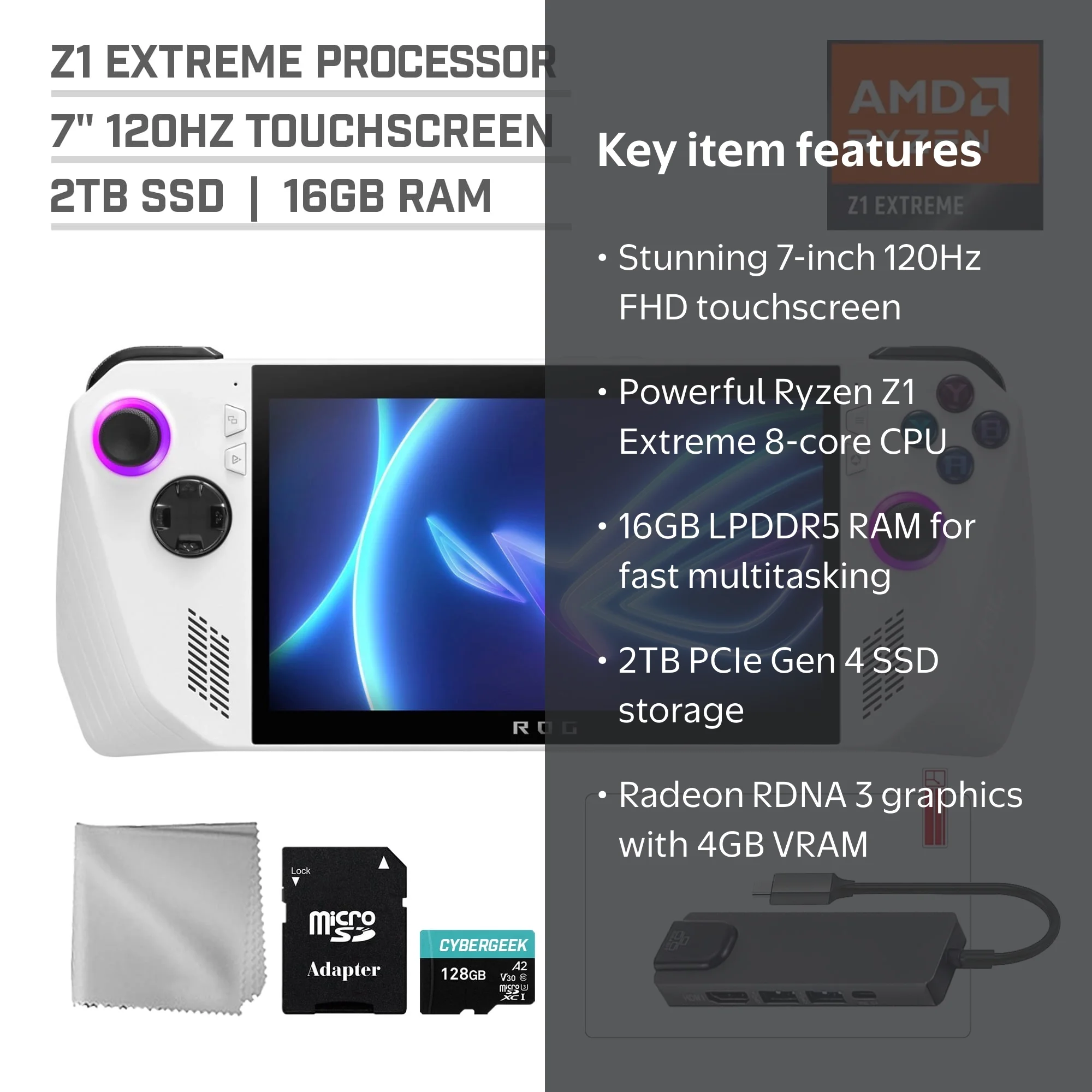 ASUS ROG Ally 2TB SSD Gaming Handheld 7-inch Touchscreen 120Hz FHD