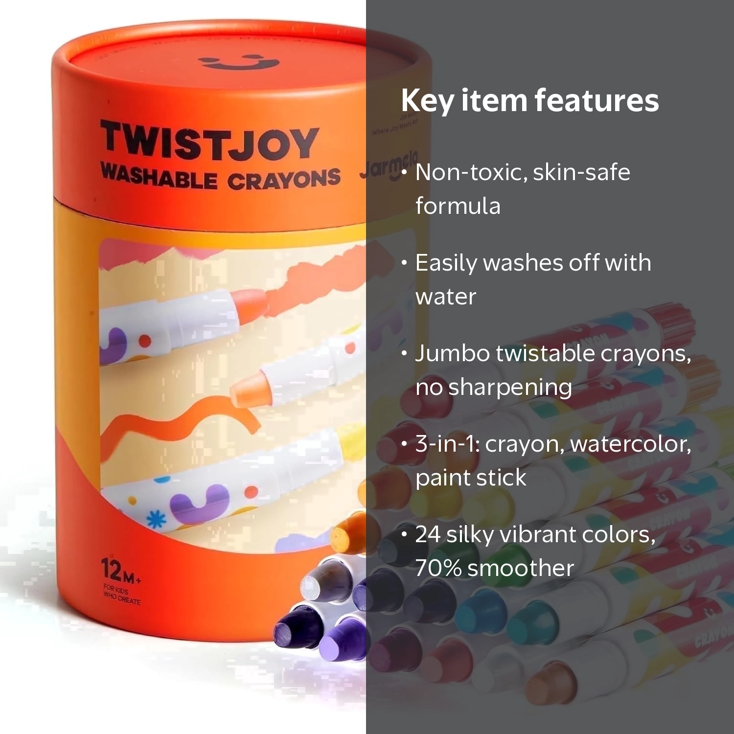 Jar Melo 24ct Jumbo Crayons, Washable, Easy to Hold - Walmart.com