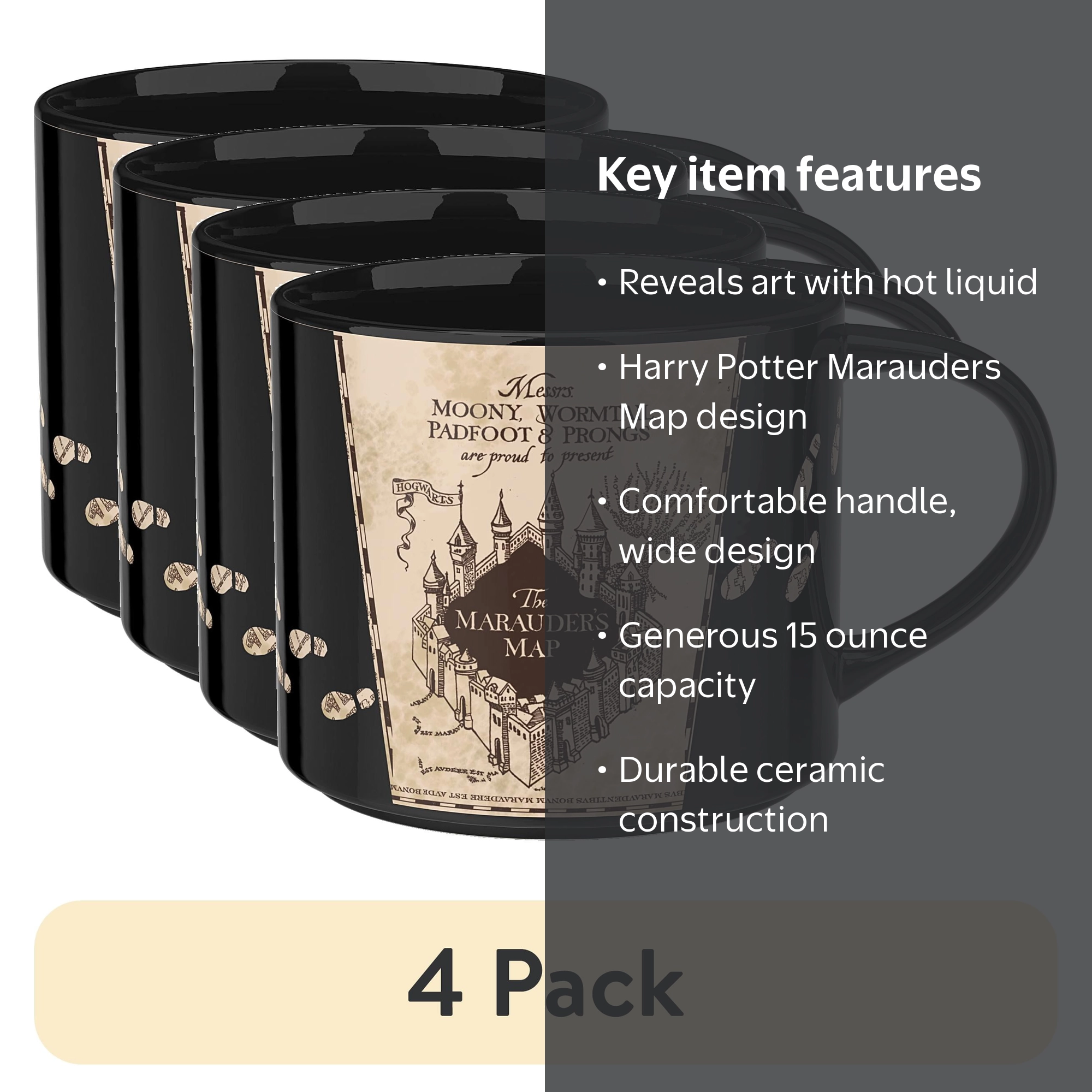 4 pack) Zak Designs 15oz Harry Potter Marauders Map Color Change