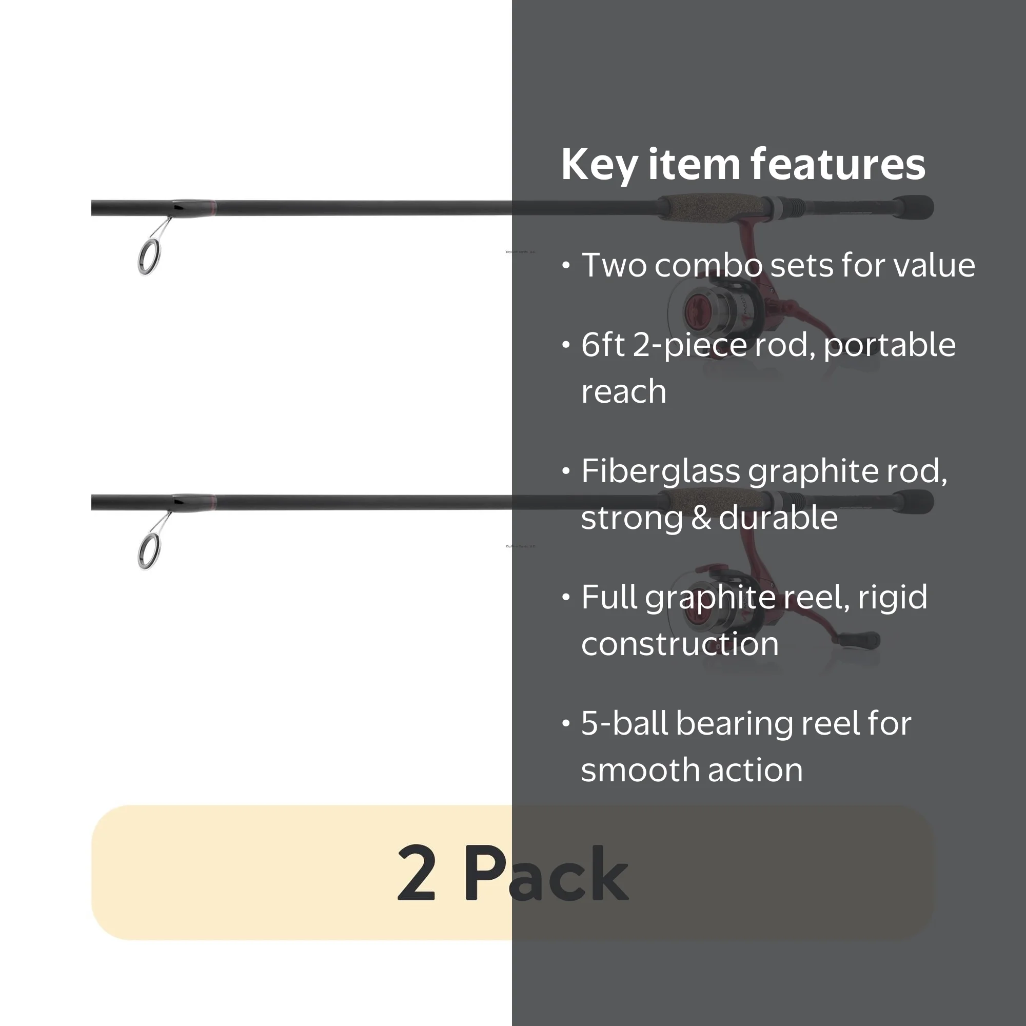 2 pack) Matzuo 2-Piece Medium Spin Fishing Rod and Reel Combo, 6