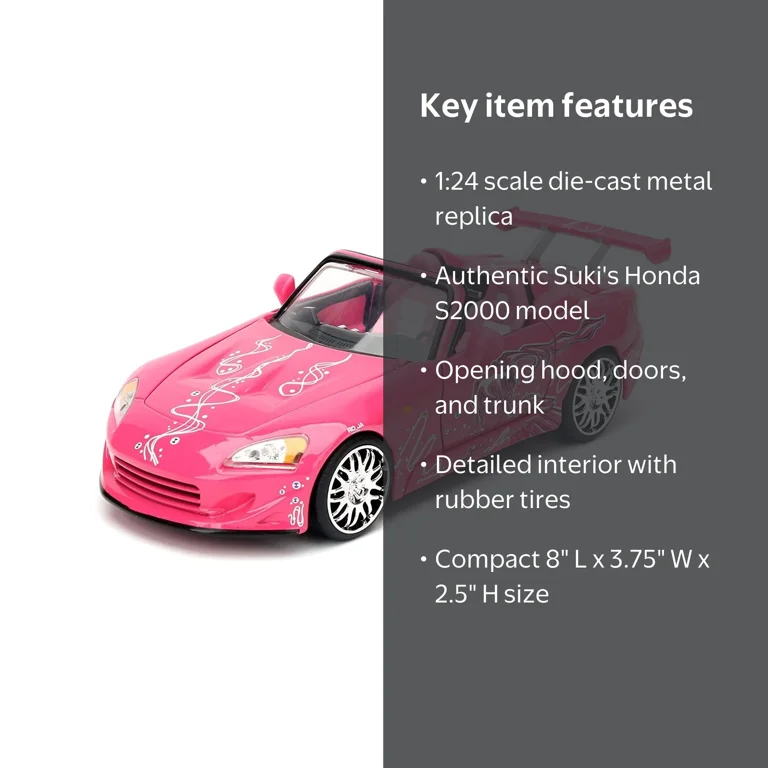 Jada's Suki's 2001 Honda S2000 Pink Fast & Furious Movie 1/24