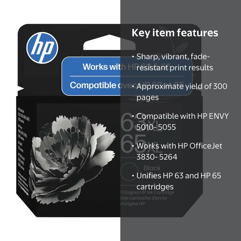 HP, Ink Cartridge, Black, 63/65 XL, Recycled Plastic - Walmart.com