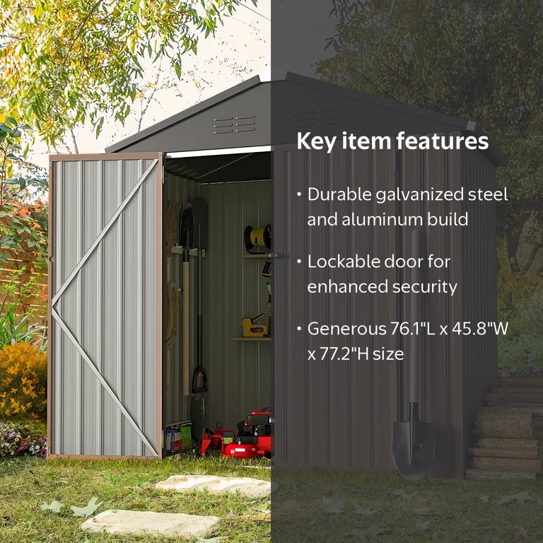 YODOLLA, Outdoor Metal Storage Shed, 6' x 4', Weather Resistant