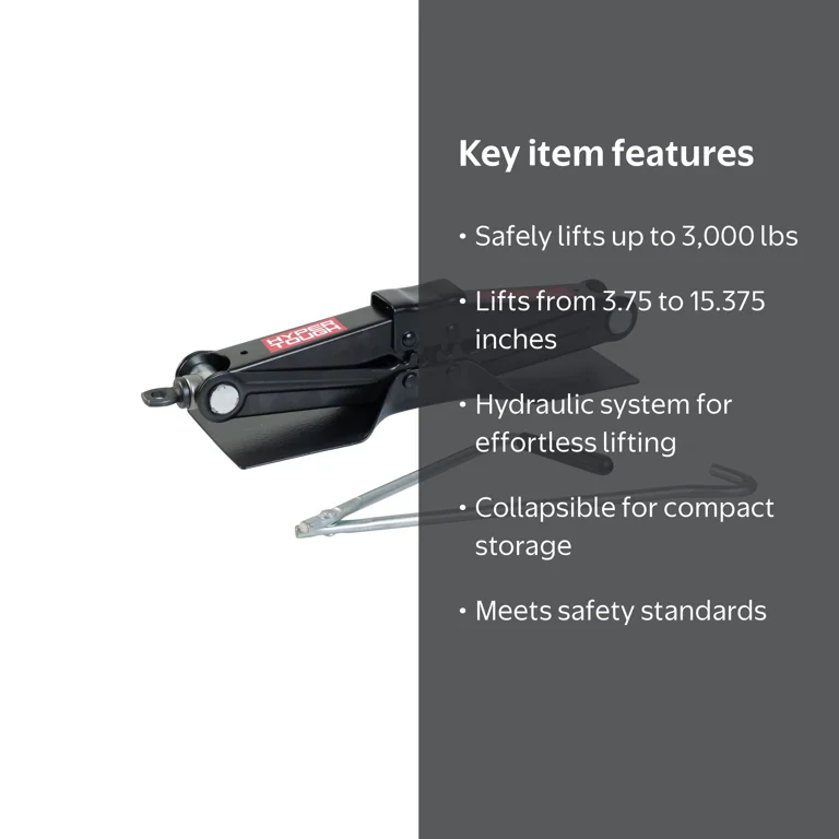 Hyper Tough T10152W Universal Vehicle Scissor Jack, 1.5 Ton Black
