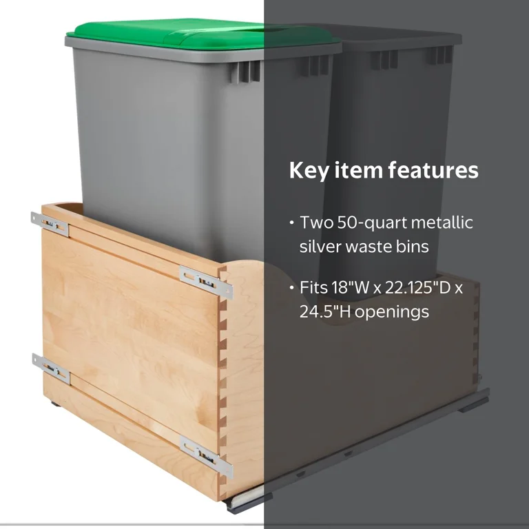 Free Shipping! Rev-A-Shelf Dual Pullout Trash Can 50 qt. with Soft