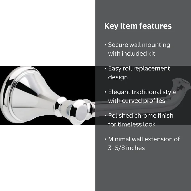 Delta 79750 Cassidy Single Bar Tissue Holder Chrome Bathroom