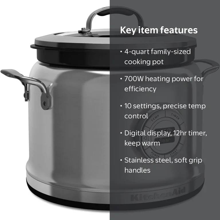 KitchenAid KMC4241SS Electric Multi Steamer Slow Cooker, 4 Qt