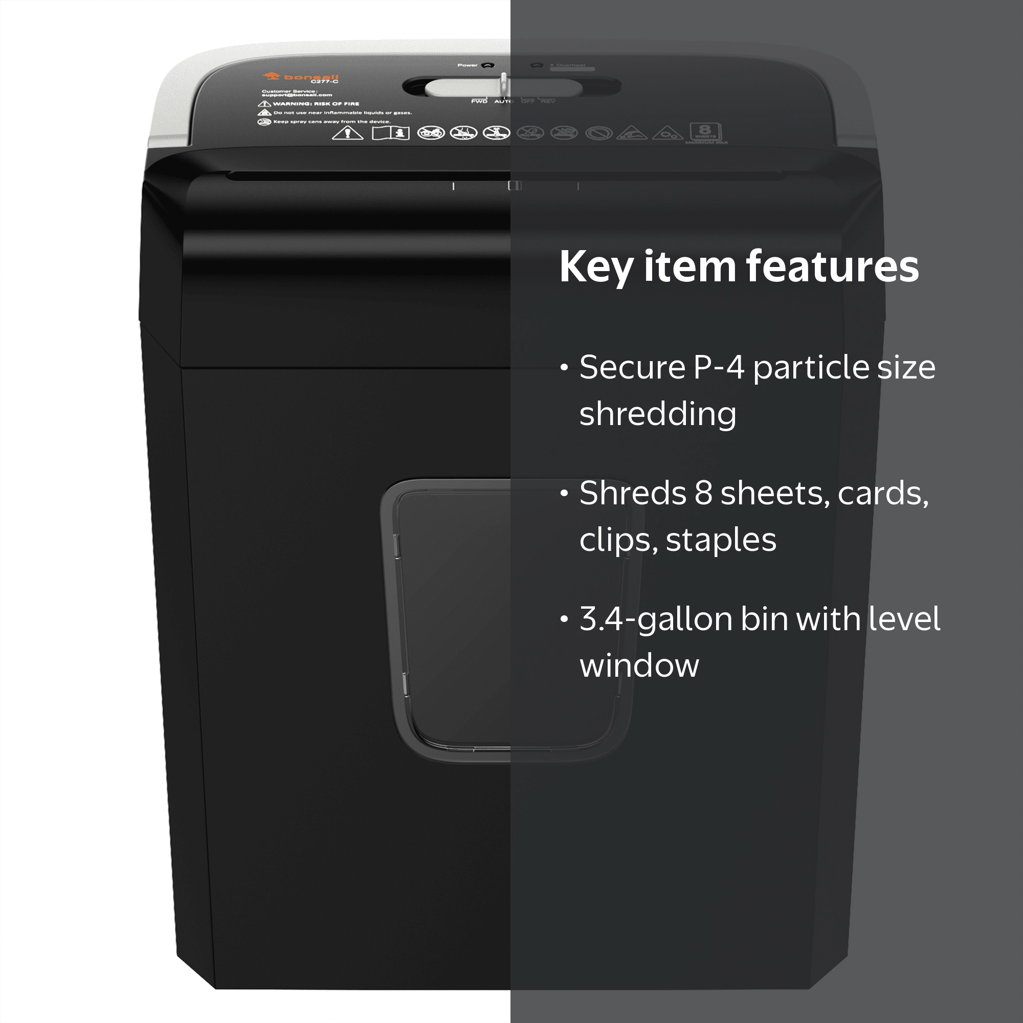 Bonsaii 8-Sheet Cross-Cut Paper Shredder, P-4 Security, Shreds