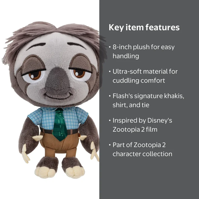 Disney, Plush Toy, 8 inch Plush Flash, Movie Character Stuffed