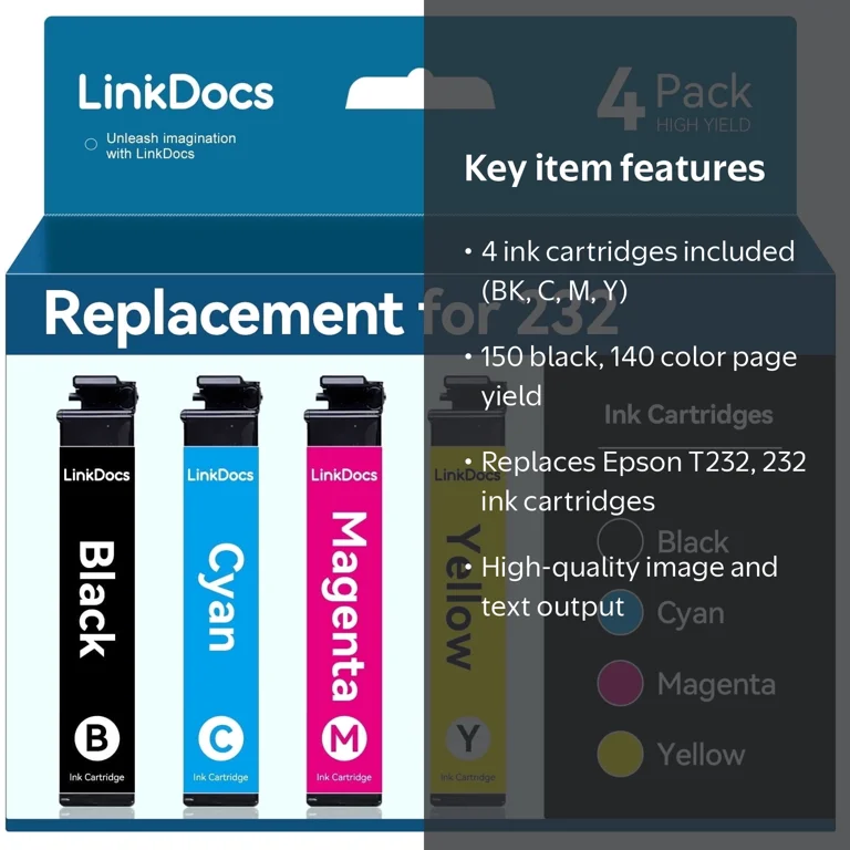 EPSON プリンターインク LinkDocs Ink Cartridge Replacement for Epson XP-4200 XP-4205 WF