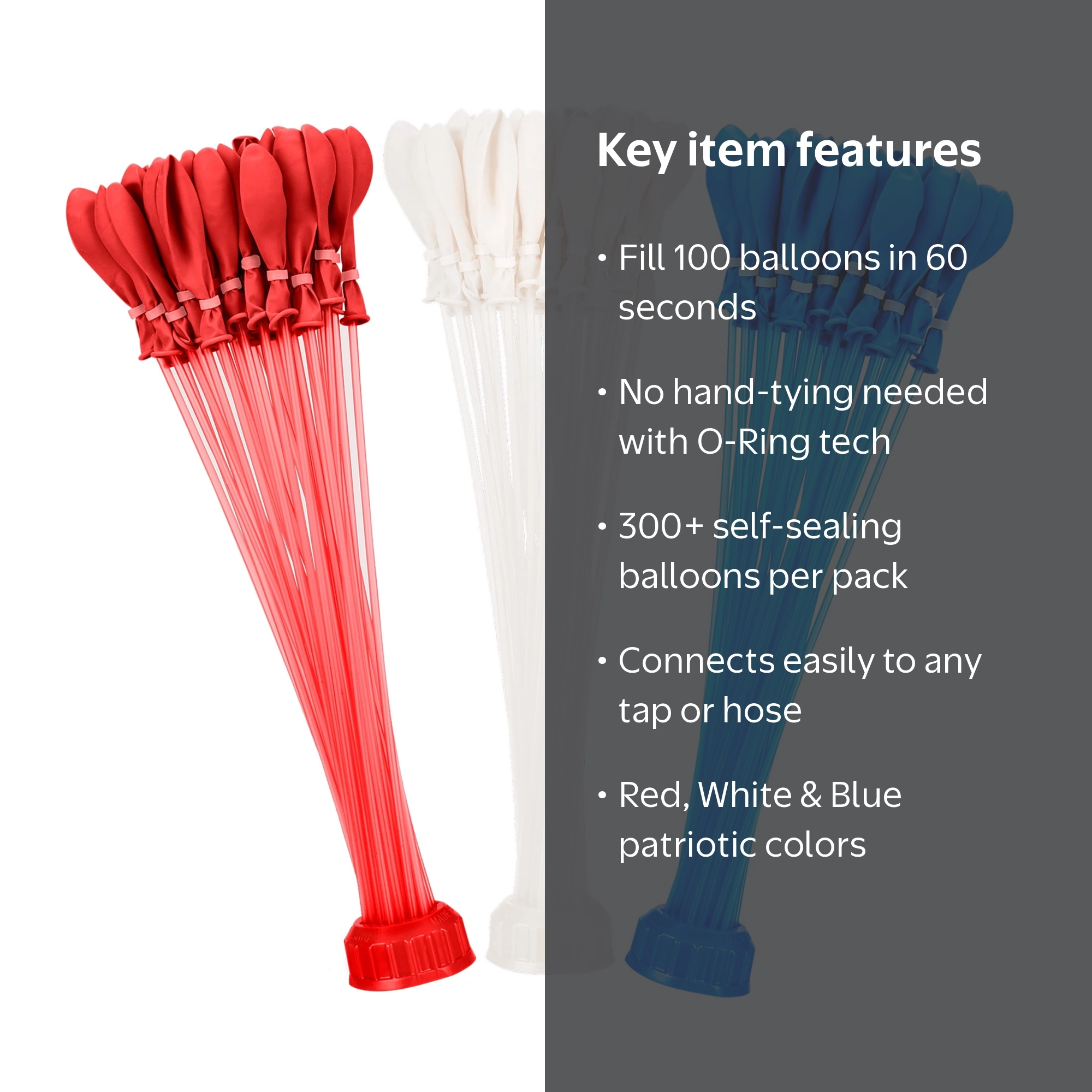 Bunch O Balloons Red, White & Blue 100+ Rapid-Filling Self-Sealing