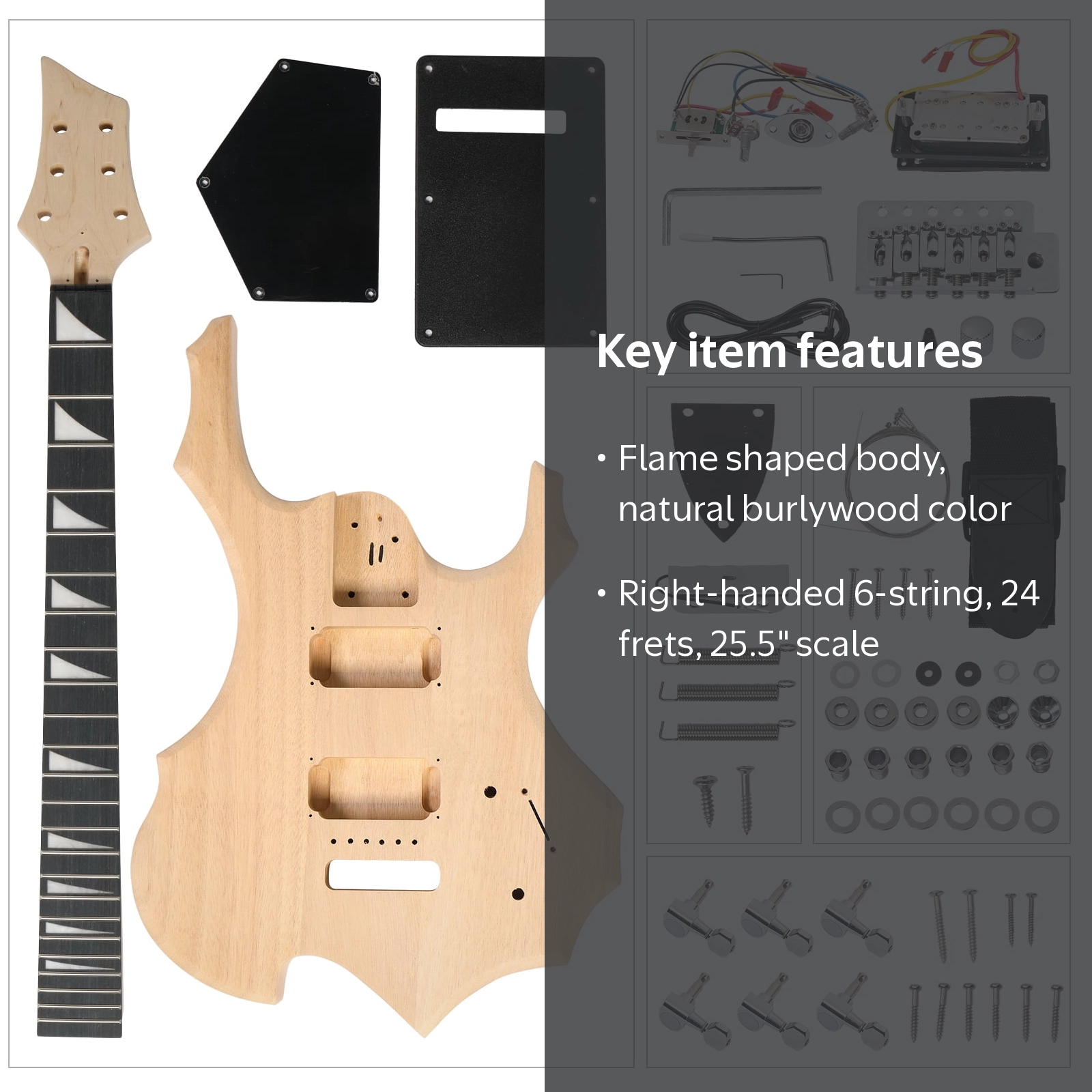Ktaxon DIY 6 String Electric Guitar Kits Flame Shaped Style with