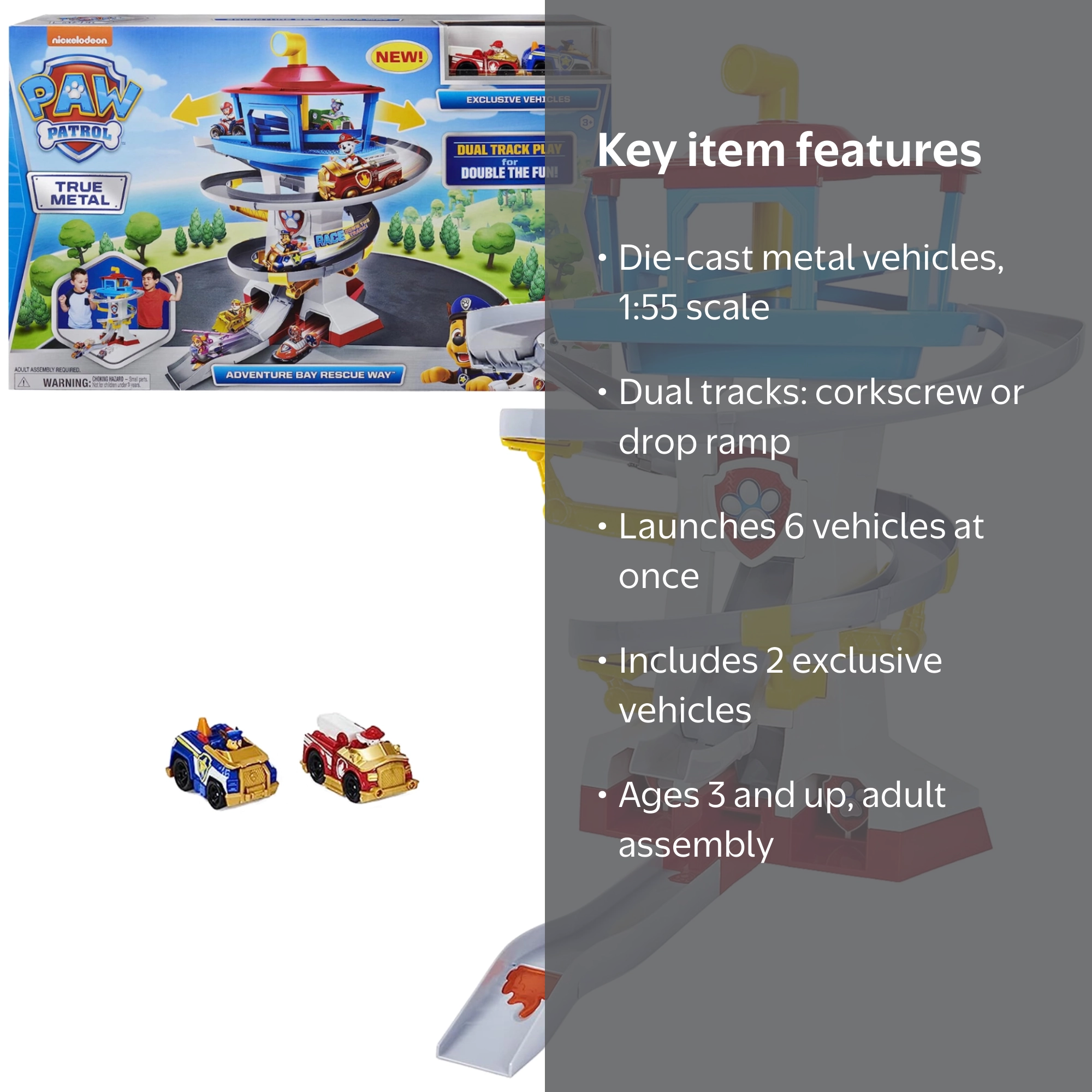 PAW Patrol, Adventure Bay Rescue Playset, Race Track with Marshall