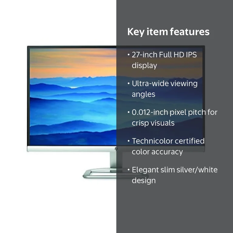 HP 27ER, 27 inch Ultra-Thin LED Backlit Monitor with Technicolor HP 27ER, 27 inch Ultra-Thin LED Backlit Monitor with Technicolor