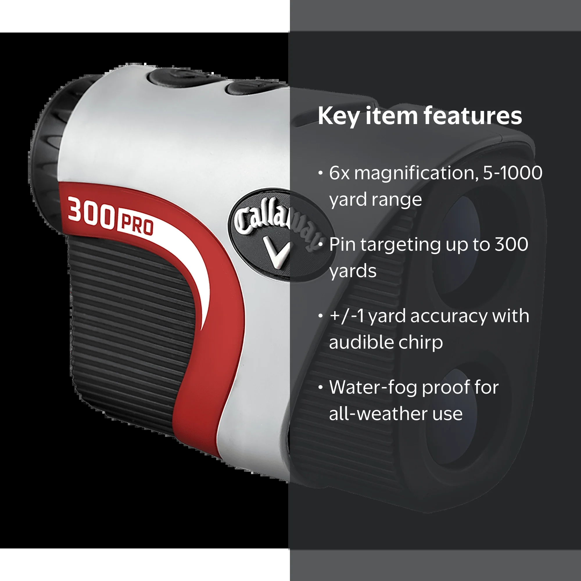 Callaway 300 Pro Laser Rangefinder - Golf Yardage Finder with