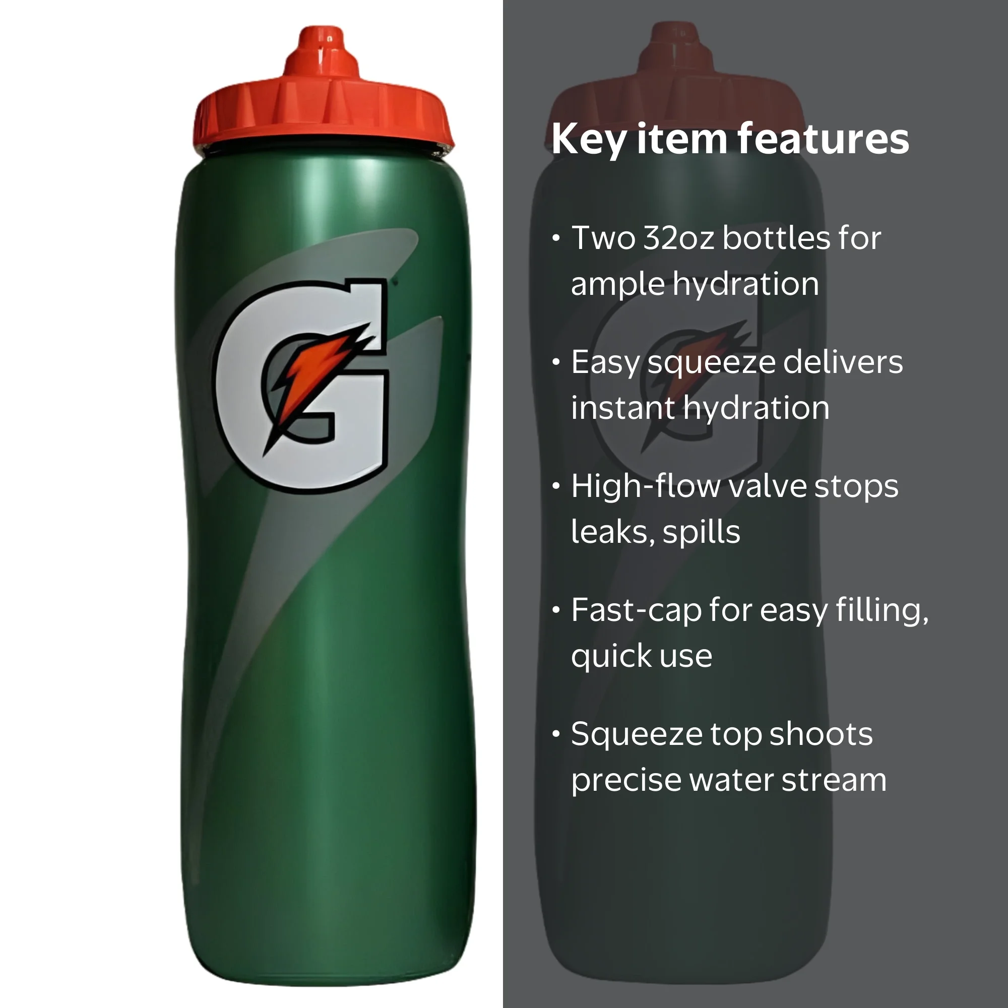 Gatorade, Squeeze Water Sports Bottle, Multicolor, Orange, Green