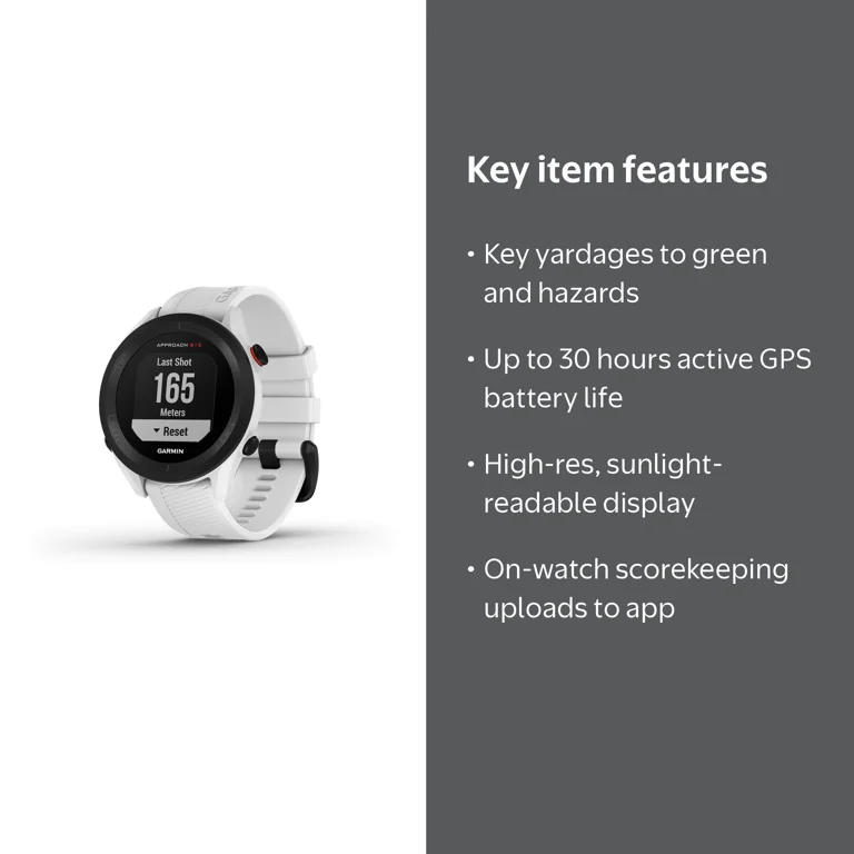 Garmin Approach S12 Bluetooth Golf Watch, 176 x 176, White